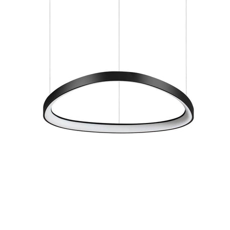 Gemini LED Ring Pendelleuchte in elegantem, schwarzem Design, ideal für moderne Innenräume.