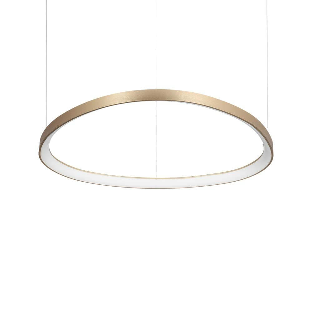 Gemini LED Ring Pendelleuchte mit elegantem goldenen Rahmen und sanftem Licht für stilvolle Innenräume.