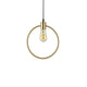 Hängelampe Abc Rund Messing in Gold mit einem modernen, runden Design und einer Edison-Glühbirne.