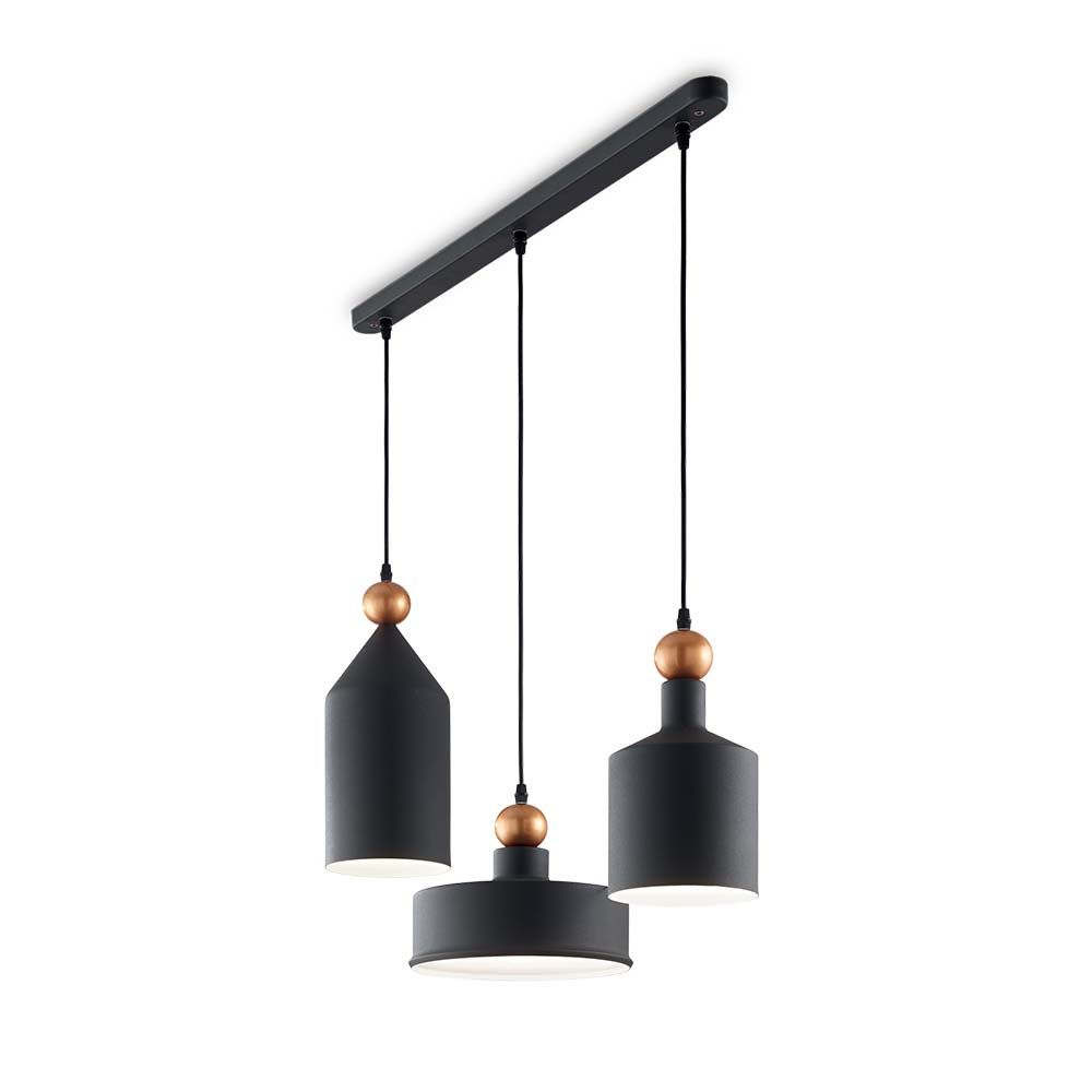Lampada sospesa triade 3-fiamma grigio, nero