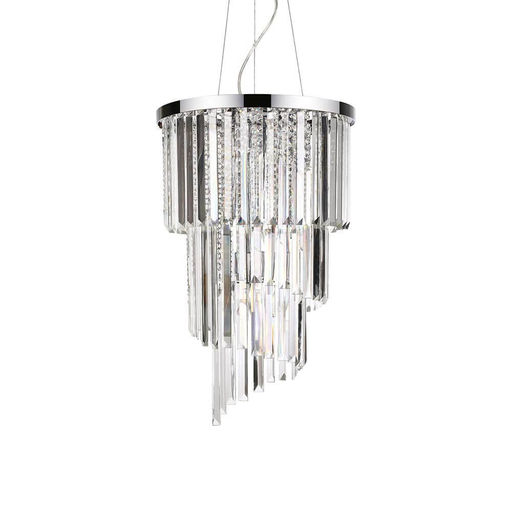 Hängeleuchte Carlton Sp8 aus glänzendem Metall mit funkelnden Kristallen für elegantes Interior-Design