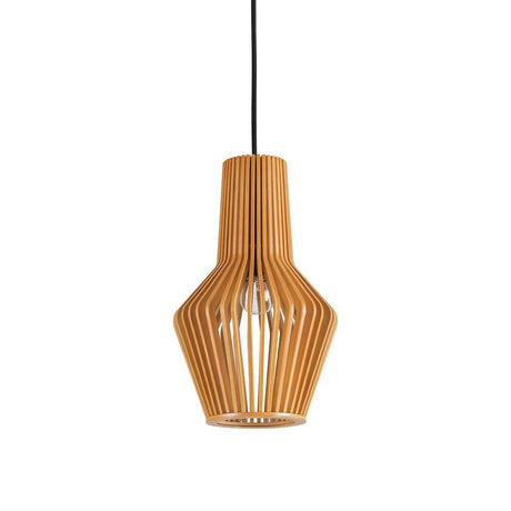 Pendelleuchte Citrus-1 Sp1 aus Naturholz - stilvolle Deckenleuchte aus Naturholz mit schwarzem Stoffkabel.
