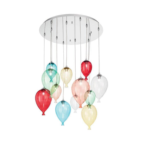 Hängeleuchte Clown Sp12 Color mit bunten, ballonartigen Glas-Elementen in verschiedenen Farben.