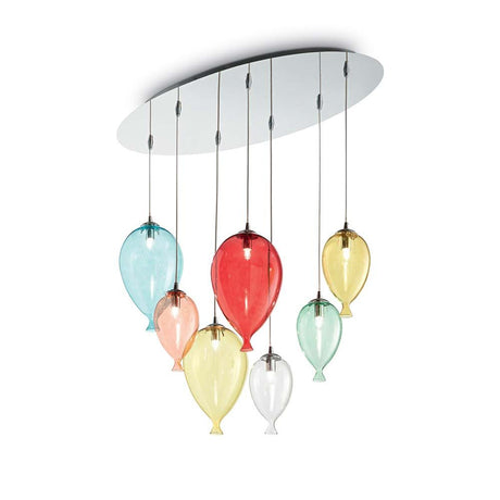 Hängeleuchte Clown Sp7 Color mit bunten Glaskugeln in Form von Luftballons.