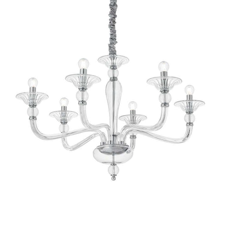 Hängeleuchte Danieli Sp6 Transparent mit 9 Leuchten, elegantes Design und klarer Glasstruktur.