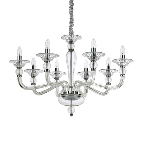 Hängeleuchte Danieli Sp8 Transparent mit transparentem Design und zehn leuchtenden Lampen für elegantes Ambiente.