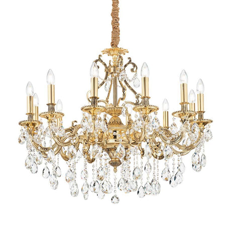 Hängeleuchte Gioconda Sp12 Oro mit goldenen und kristallklaren Elementen, ideal für elegante Innenräume.