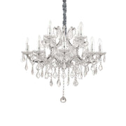 Pendant light Napoleon Sp12 chrome in an elegant design with crystal pendants and 12 light sources.