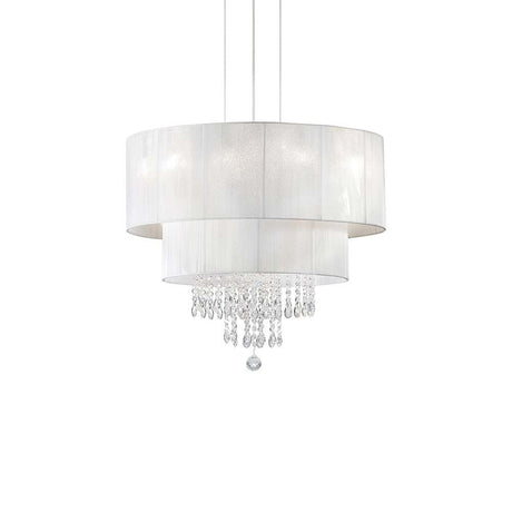 Opera Sp4 hvid hængelampe med elegante krystalpendler og moderne design for stilfuld belysning.