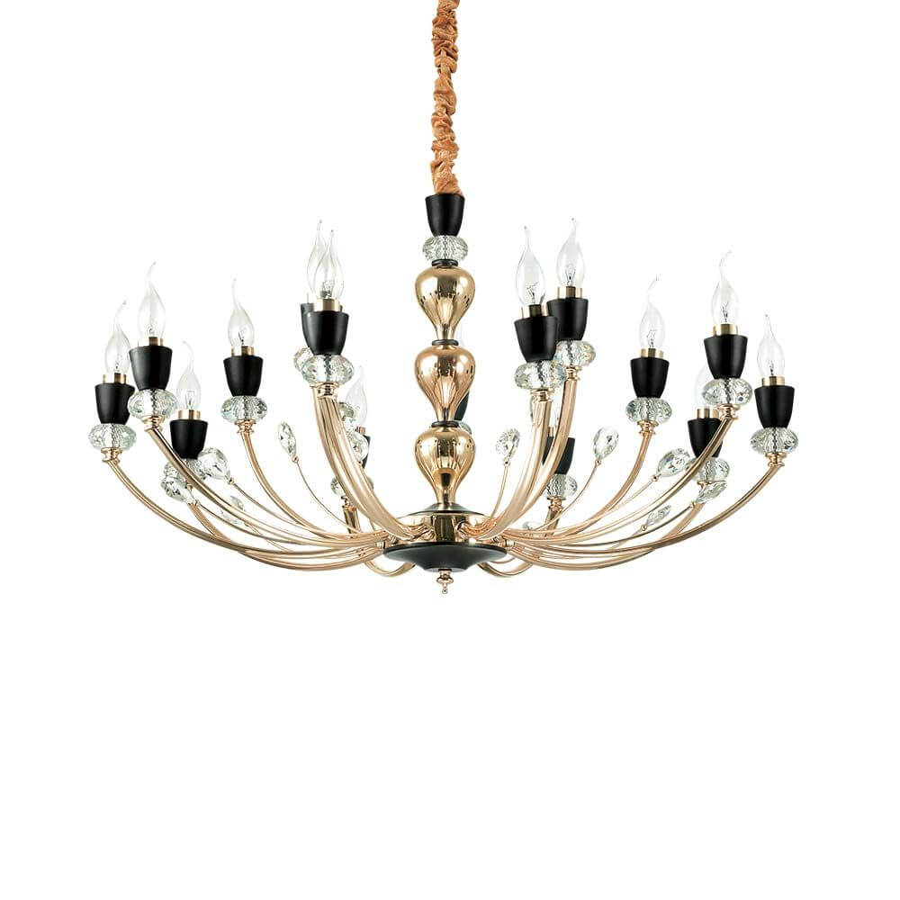 Hängeleuchte Vanity 15-flg. Schwarz, Klar mit eleganten Details und klaren Glaskugeln, ideal für stilvolle Räume.