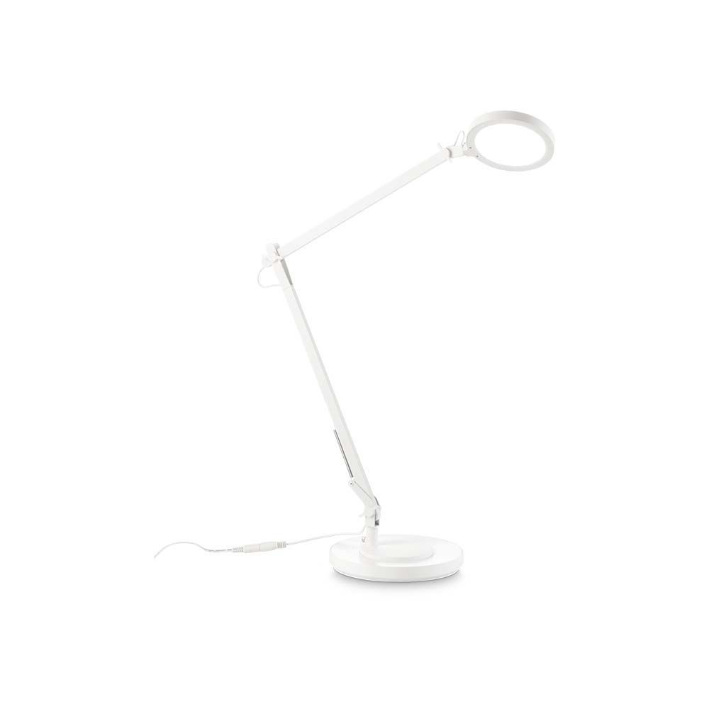 Stilvolle LED Futura Tischleuchte in Weiß mit verstellbarem Arm und moderner Optik.