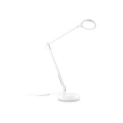 LED Futura Tischleuchte Weiß, moderne weiße LED-Tischlampe mit verstellbarem Arm und rundem Leuchtkopf