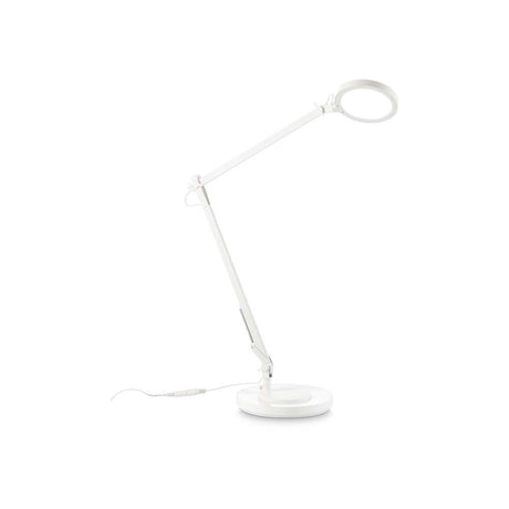 Stilvolle LED Futura Tischleuchte in Weiß mit verstellbarem Arm und moderner Optik.