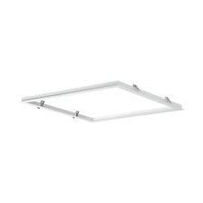 Vertiefter Rahmen für LED Panel aus Aluminium, weiß, rechteckig, Perspektivansicht mit Befestigungselementen