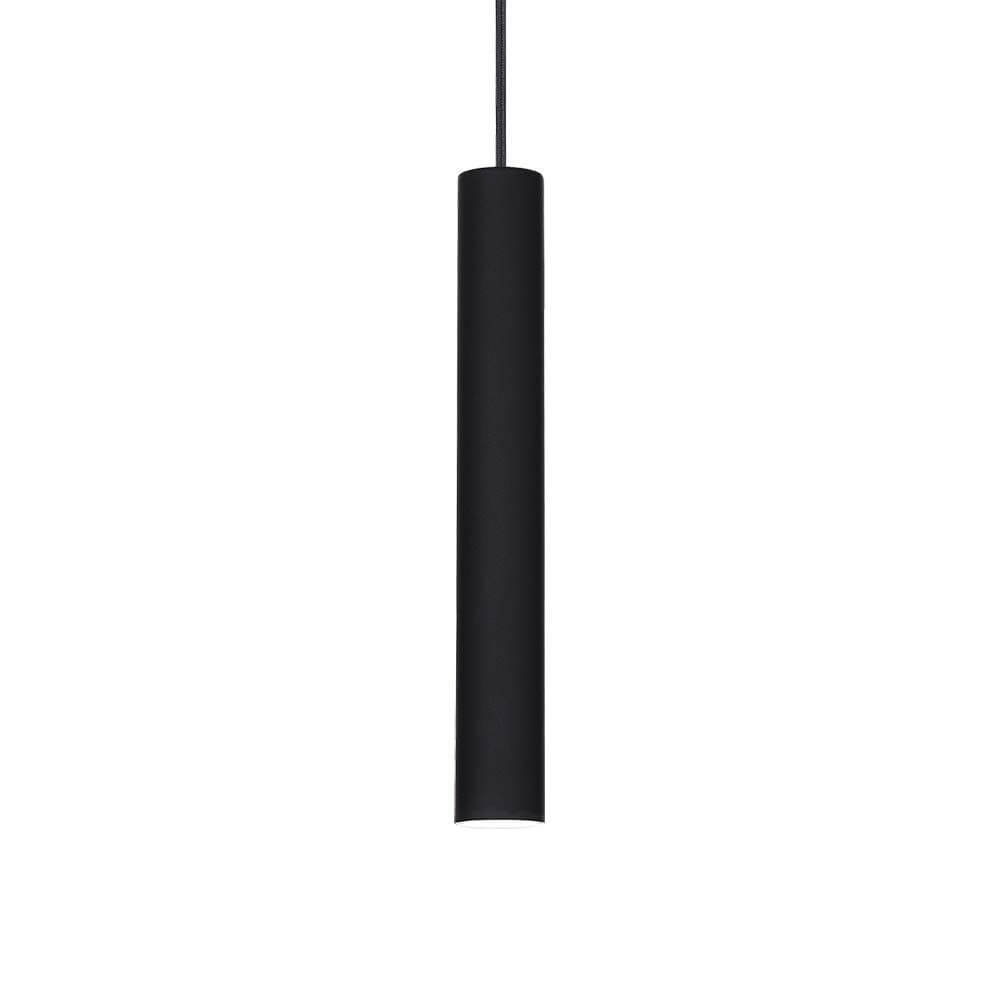 LED Pendelleuchte Tube Mittel Schwarz - elegante schwarze Hängelampe in schlanker Form.