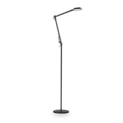 LED Lampadaire Futura noir avec structure filigrane et design d’articulation technique.