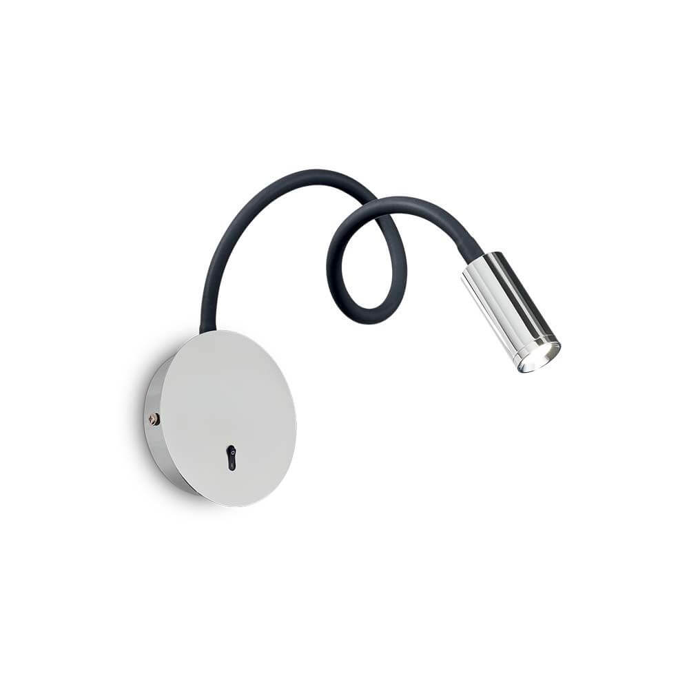 LED Wandlampe Focus-2 Chrom mit flexiblem Hals in modernem Design.