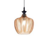 Designer Lord Glas-Pendelleuchte in kupferfarbener Optik mit elegantem, geflochtenem Muster.