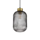 Mint Pendellampe aus Glas mit ribbeliger Glaskonstruktion und goldener Fassung