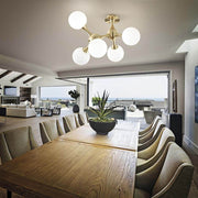 Nodi Deckenleuchte 5-flammig Messing-Satin moderne Design-Deckenleuchte über dem Esstisch im Wohnraum