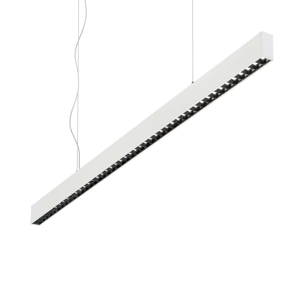 Modern Office LED Hängeleuchte 120cm in Weiß, ideal für stilvolle Büros und Arbeitsräume.