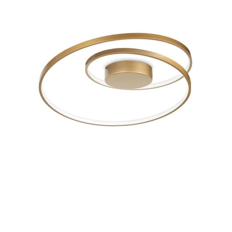 Oz LED Deckenlampe Metall in modernem Design mit spiralförmigem Goldring und hellem Licht.