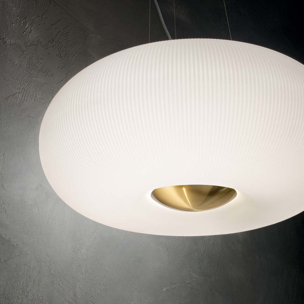 Lampada a sospensione Arizona 5-FLG. Satinato bianco e ottone