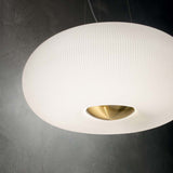 Arizona 5-FLG Pendant lampe. Satin blanc et laiton