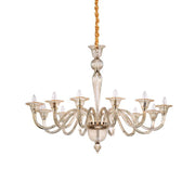 Brigitta pendant light 12-light amber, clear - elegant ceiling light with 12 arms and clear glass bodies.