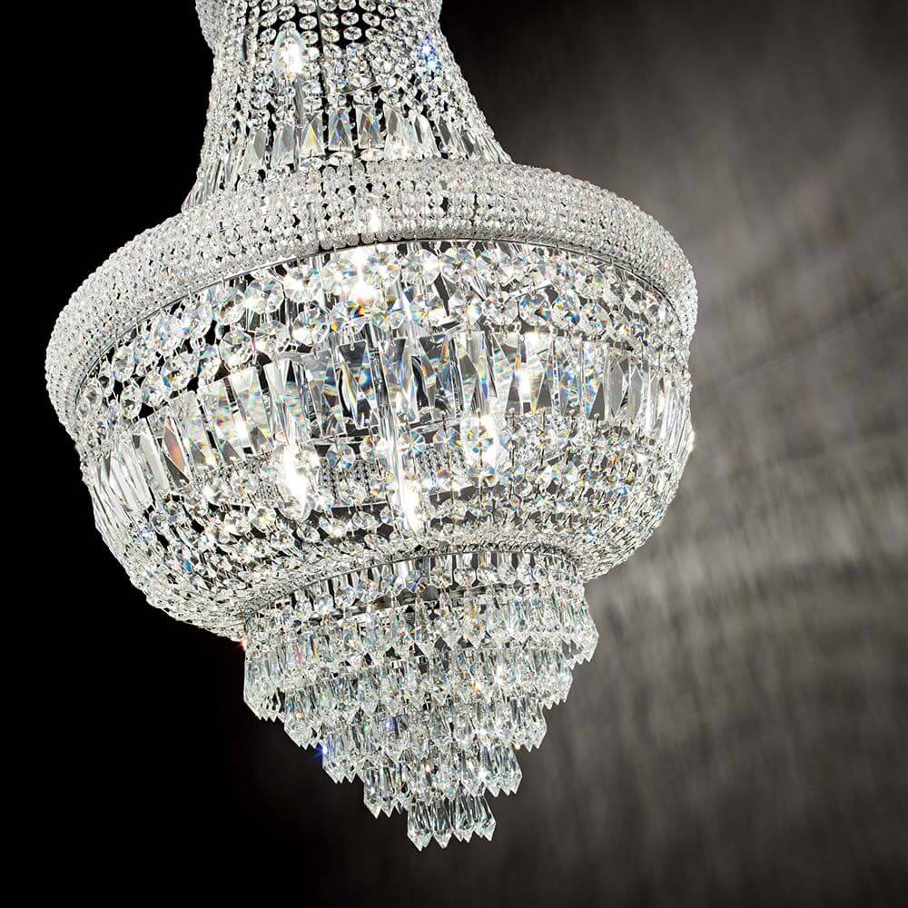 Pendelleuchte Dubai 10-flg. Chrom. Elegante Kristallleuchte mit funkelndem Design.