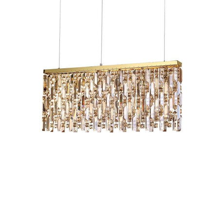 Elisir pendant light, 6-light, brass, with modern crystal pendants for stylish lighting.