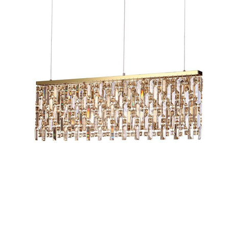 Suspension Elisir à 8 lumières en laiton au design moderne avec un cristal de haute qualité et un look élégant.