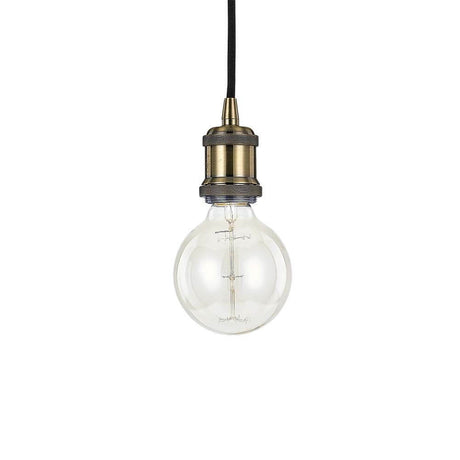 Pendelleuchte Frida Brüniert in elegantem Design mit klarem Glaskorpus und antikem Metallanschluss.