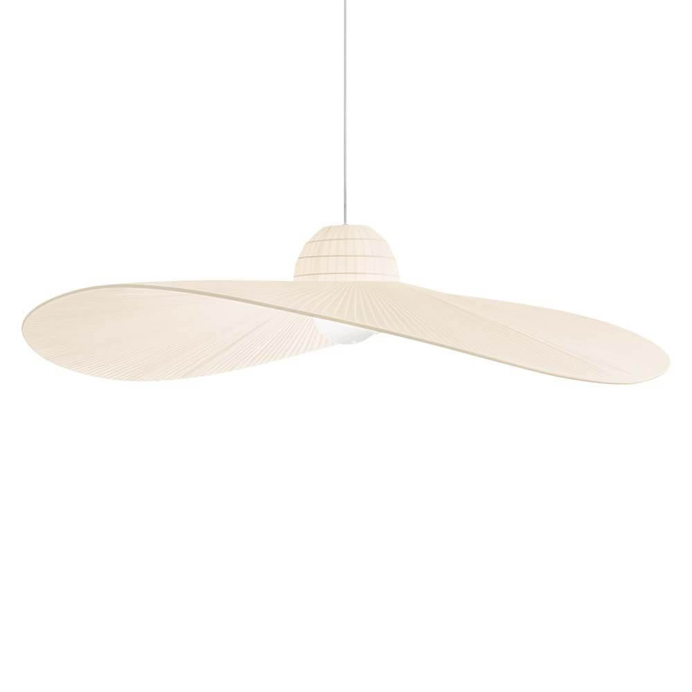 Pendelleuchte Madame Elfenbein von Ideal Lux, elegante Hängeleuchte mit großem, geschwungenem Lampenschirm.