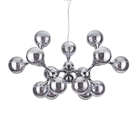 Pendant light Nodi Chrome 15-light Chrome with glossy, round lampshades in a modern design.