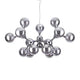 Pendelleuchte Nodi Chrom 15-flg. Chrom mit glänzenden, runden Lampenschirmen in modernem Design.