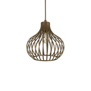 Pendant light Onion Ø 23cm Brown in brown with exposed light bulb, perfect for modern interior design.
