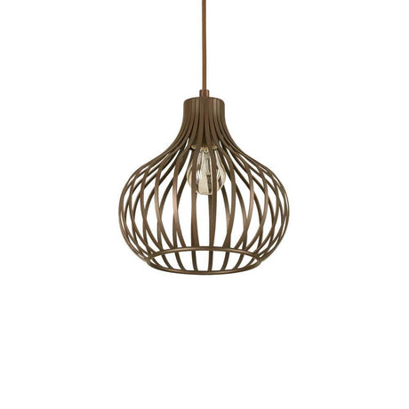 Pendelleuchte Onion Ø 23cm Braun in Braun mit freiliegender Glühbirne, perfekt für modernes Wohndesign.