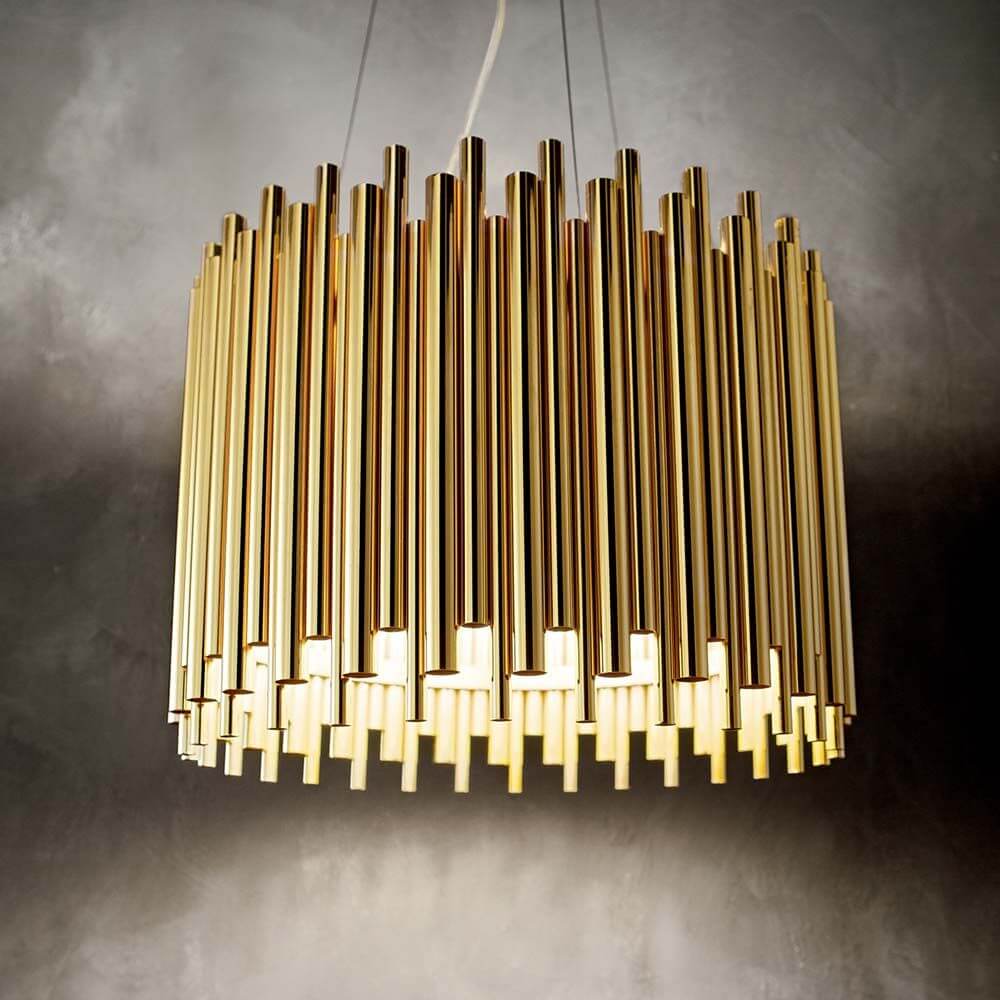 Pendelleuchte Pan 5-flg. Goldfarben, Klar