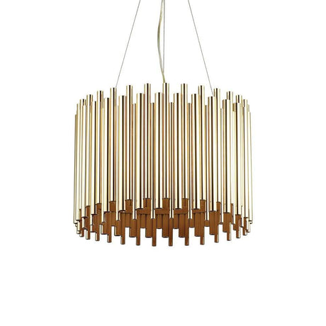 Pendelleuchte Pan 5-flg. Goldfarben, Klar im modernen Design mit goldfarbenen Röhren und klaren Elementen.