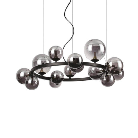 Perlage pendant light, 14-light, Ø 85 cm, with shimmering glass spheres and an elegant design.