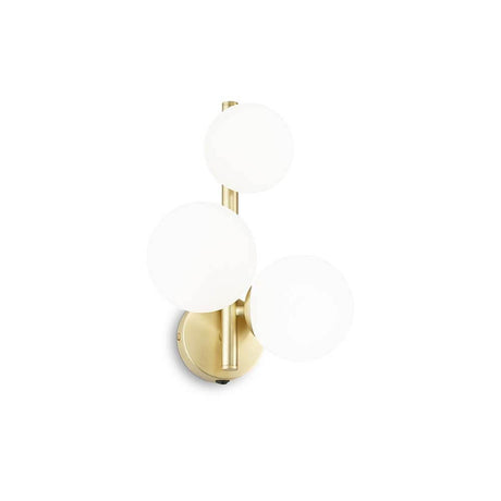 Perlage Wandleuchte 3-flammig Glas in Messing-Satin, elegante Wandlampe mit drei Glasleuchten
