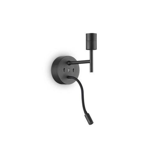 Set Up vegglampe med LED-lesearm i moderne svart, ideell for koselig lesing.