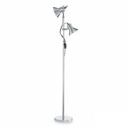 Lampadaire Polly Pt2 chromé avec deux abat-jour réglables et une élégante finition chromée.