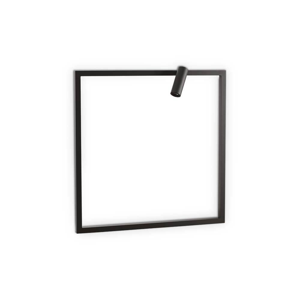Syntesi LED Wandleuchte Square in modernem Design, quadratischer Rahmen mit drehbarem LED-Spot.