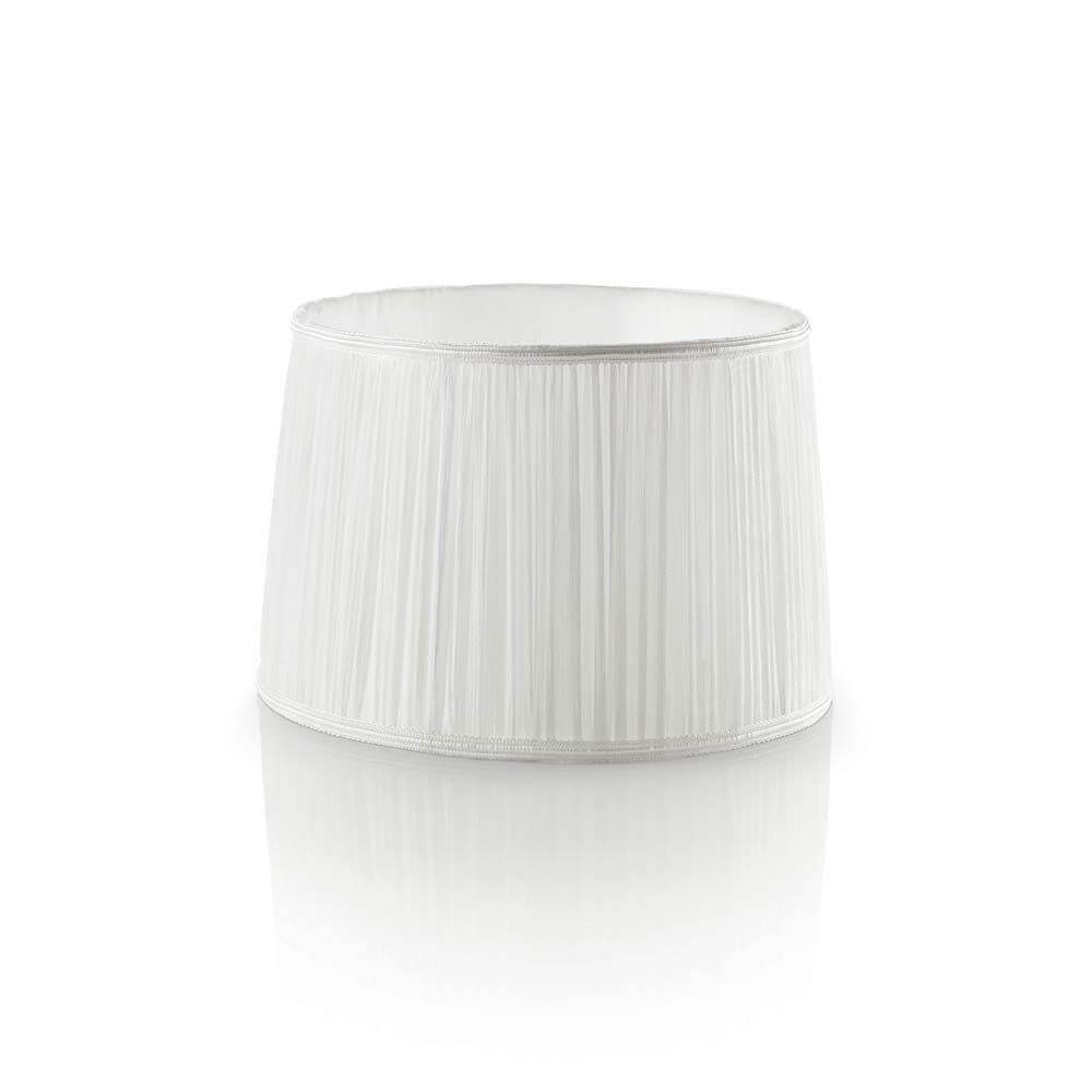 Tischleuchte Kate-2 Tl1 Rund Lampenschirm in elegantem Weiß mit plissiertem Design.