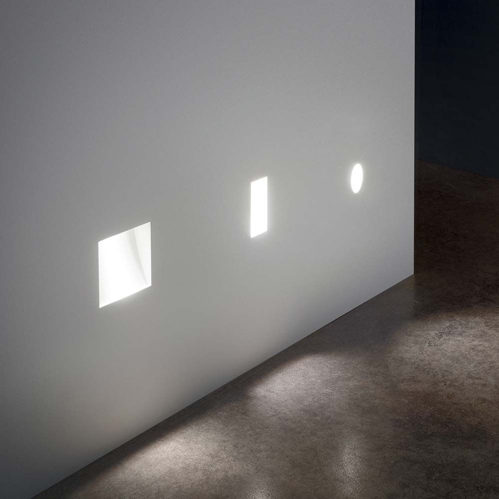 Walky LED Wand Einbaulampe Weiß, moderne Lichtakzente an einer Wand, minimalistisches Design.