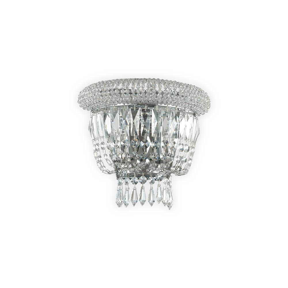 Wandleuchte Dubai 2-flammig Chrom mit funkelndem Kristalldesign und elegantem Aussehen.