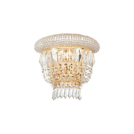 Wandleuchte Dubai 2-flammig Messing mit Kristalloptik und elegantem Design.