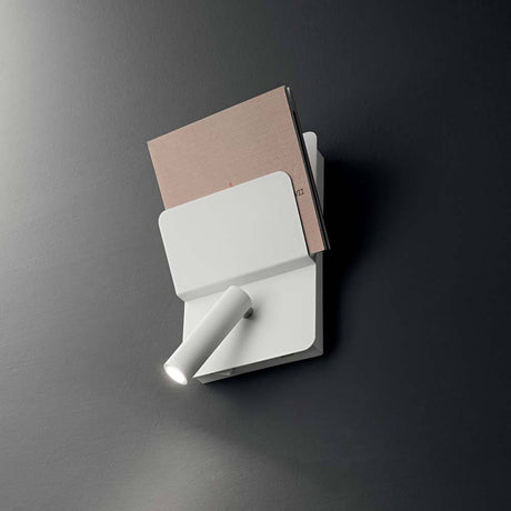 Wall light Read Ap1 White with book shelf, ideal for modern lighting design in living spaces.